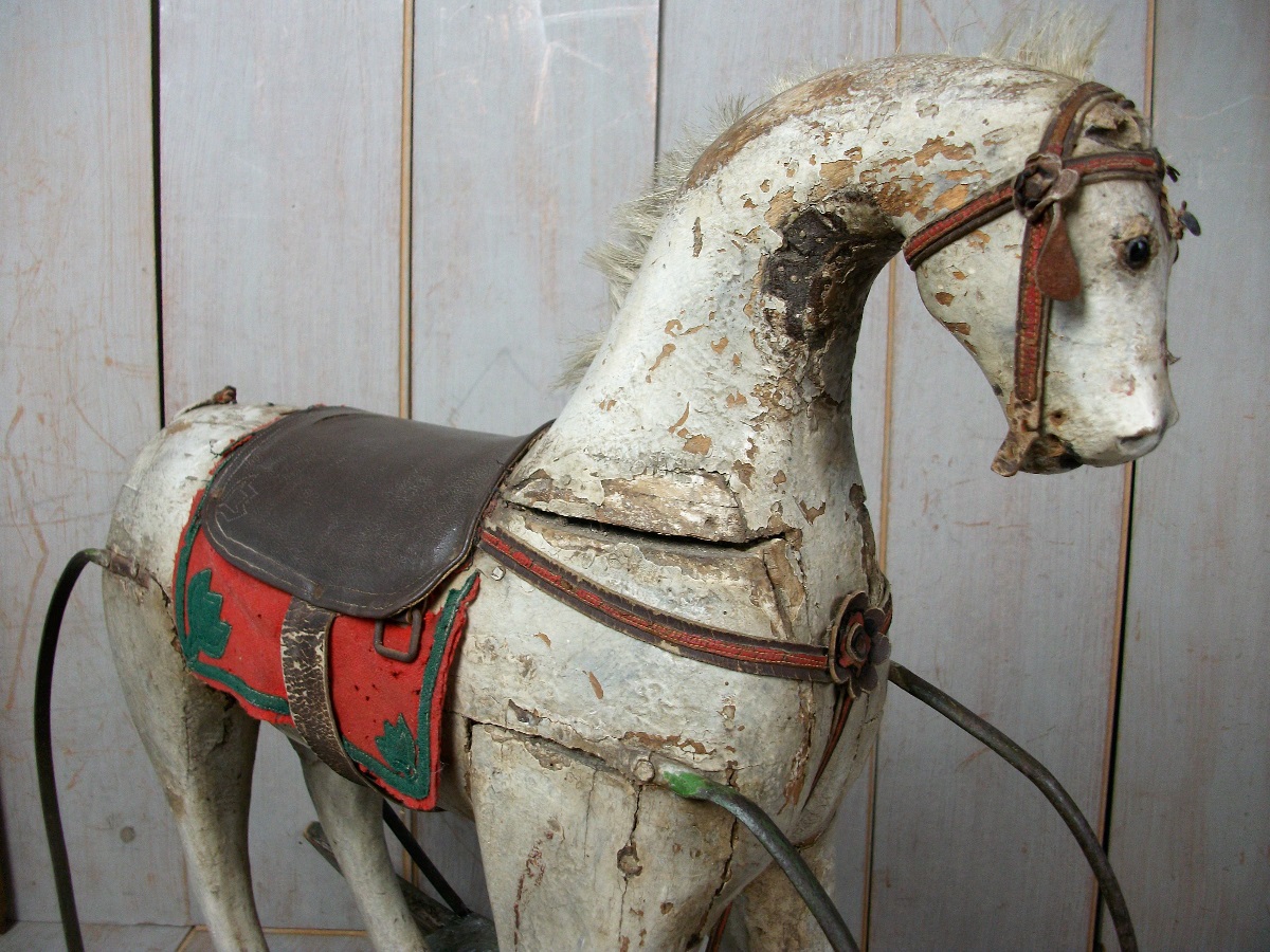 A Spanish 19thC Naive Painted Rocking Horse